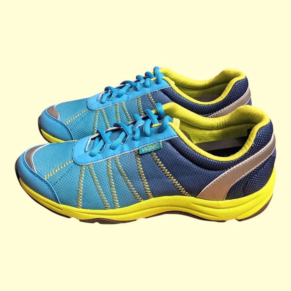 Vionic Alliance Orthotic Walking Shoes Women's 8.5 Wide Fit Blue Lightweight